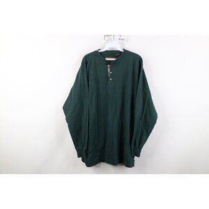 Vintage 90s Streetwear Mens Large Faded Blank Heavy Long Sleeve Henley T-Shirt